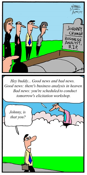 Humor - Cartoon: Business Analyst in Heaven